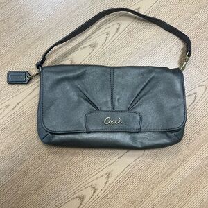 Coach metallic leather shoulder bag/wristlet